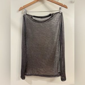 Zara semi sheer sparkly top, silver, medium, new